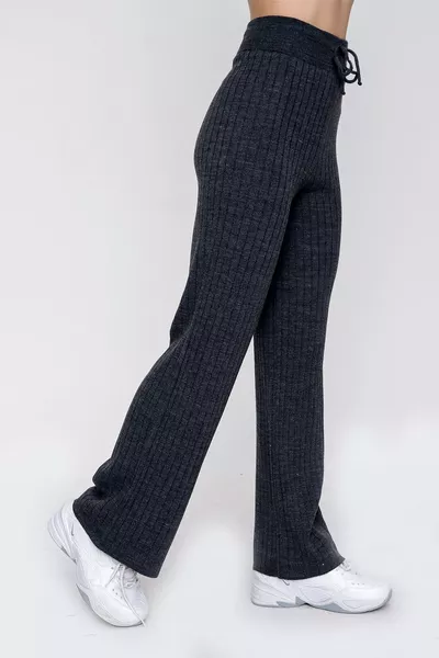 Women's Ribbed Knit Pants Anthracite 