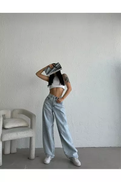 PANTALON BAGGY TAILLE HAUTE NOUVELLE SAISON (DÉTAIL DE BOUCLE À LA TAILLE RÉGLABLE)