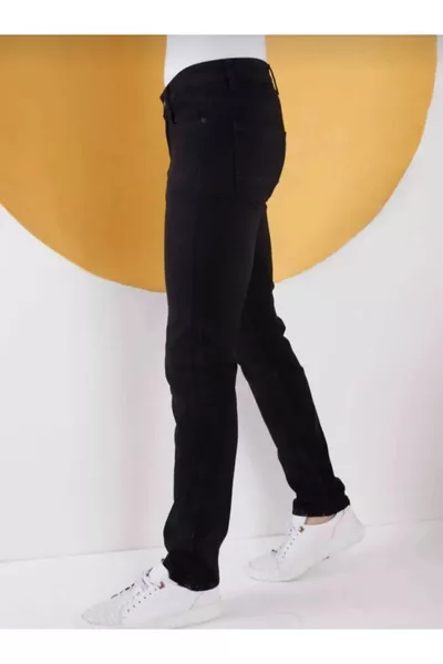 بنطلون جينز رجالي بقصة مستقيمة ومطاطي اللون