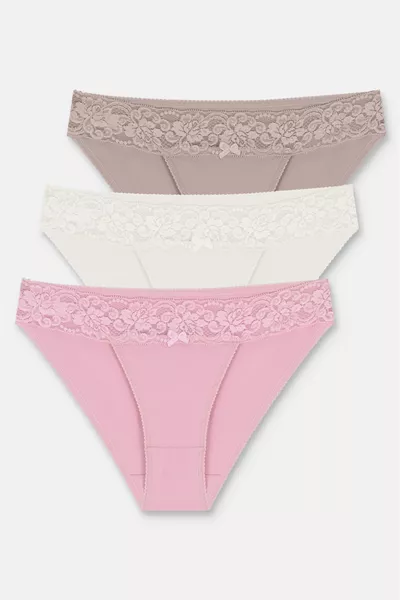 3er-Pack Damen Spitzen-Baumwoll-Slips