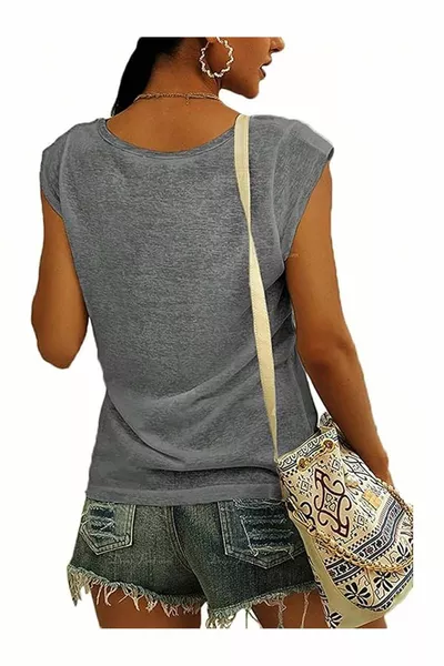 Dames V-hals Mouwloze Oversized Losvallende Boyfriend T-shirt