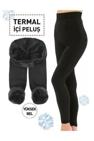 Women's Black Seamless Thermal Fleece Leggings Outerwear
