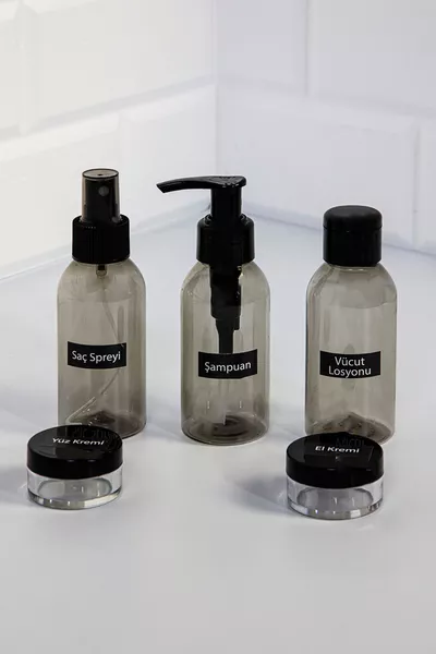 5-delige Reisset Plastic ml Fles Pot Set Reiskit Fumé