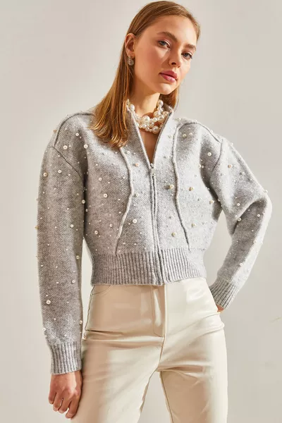 Women's Pearl Embroidered Knit Cardigan