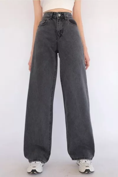 جينز بالازو واسع الأرجل مريح عالي الخصر للغاية 's بفوما ميكسي