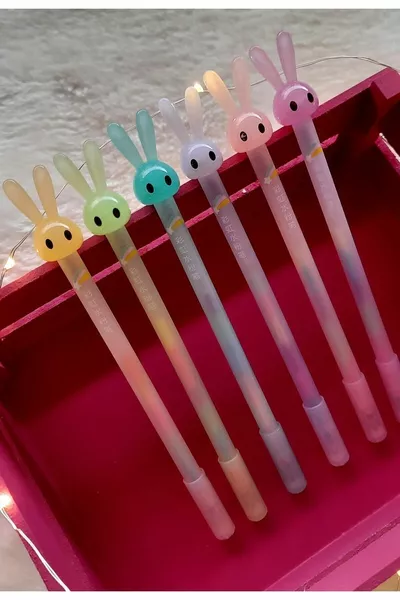 Ручка-неперо с разноцветным корпусом в форме кролика, 1 штука