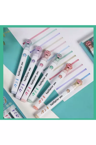 Набор из 6 флуоресцентных карандашей в форме лапки