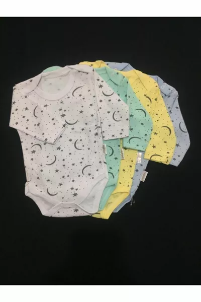 4 Pieces % Cotton Long Sleeve Baby Bodysuits Snap Bodysuit for Girls and Boys