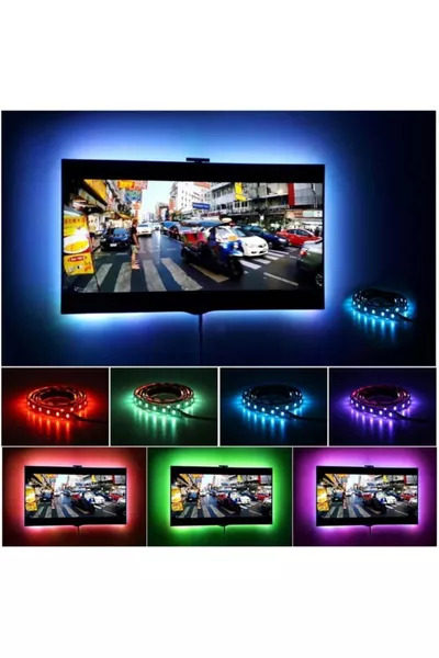 TV Back RGB Strip LED Monitor Desk Lighting with USB 1.5m Remote Controlled