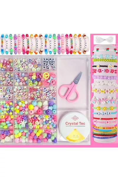 Set di Perline Giganti per Hobby e Lettere in Plastica in Scatola da  Scomparti Materiale per Creazione di Gioielli 