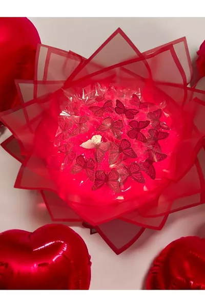 Bouquet de papillons rouges artificiels de grande taille  cm, qualité A, cadeau durable