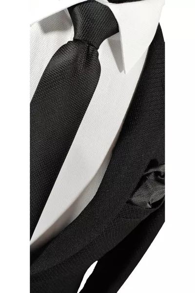 4-Piece Advantage Tie and Handkerchief Set in Black Smoke, Silver Gray, and Navy Blue Colors