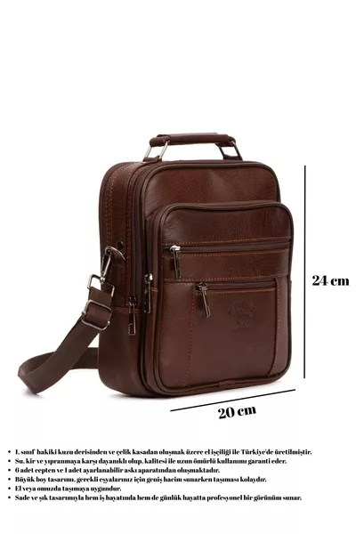 Genuine Leather Men's Handbag (BROWN) (*CM)