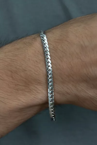 Ezme Hasır Yassı Yılan Model Kadın Erkek Çelik Bileklik Künye 