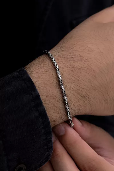 Herren Silberarmband - 3,5 mm Feingehalt Rund König Modell Herren Silberarmband