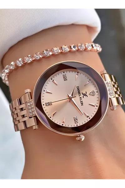 Rose Renk Su Geçirmez 2 Yıl Garantili Kadın Kol Saati - Bileklik Hediyeli