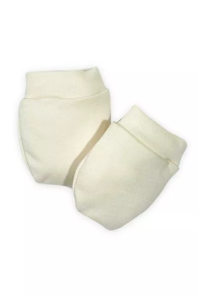 Ensemble de 2 paires de gants pour nouveau-né en coton biologique pur - naturel (couleur coton brut)