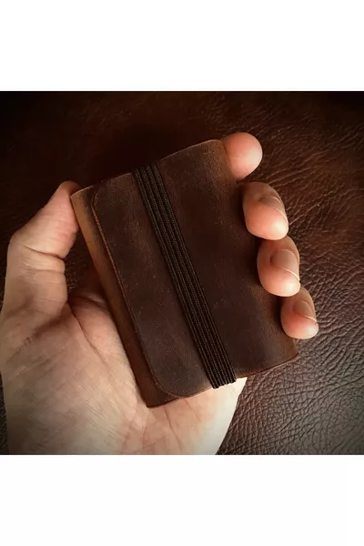 Porte-cartes en cuir véritable fait main avec élastique pour la paume / Cadeaux personnalisés / Articles cadeaux