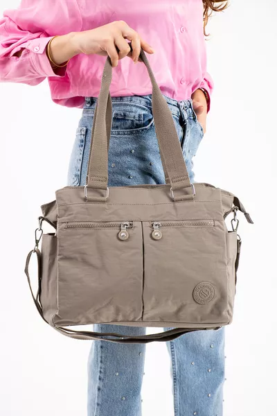 Borsa da donna modello Surse, taglia grande, con molte tasche, impermeabile, in tessuto krinkle, a tracolla e a spalla, VIP
