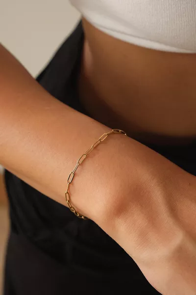 Steel Paperclip Oval Ring Chain Bracelet Suitable for Daily Use, Tarnish-Resistant Cable Chain 2mm cm+4cm&cm