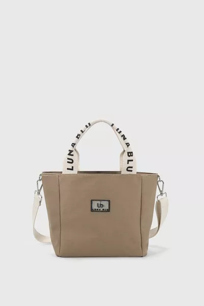 Damen Mini Canvas Stoff Tote Tasche