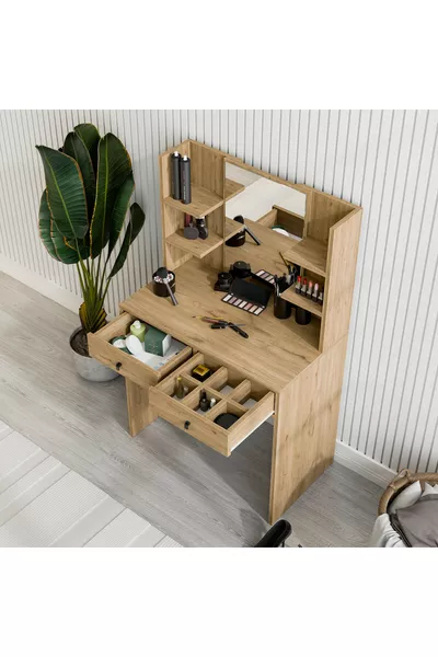  PANIER DE TABLE DE MAQUILLAGE CM MIROIR BRILLANT AVEC 2 TIROIRS