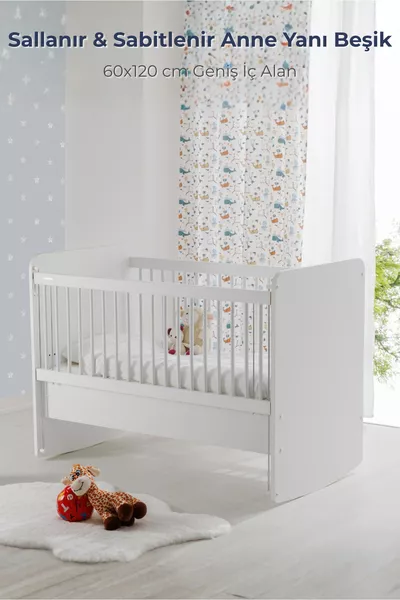 Practical Rocking Adjustable Side Baby Crib - Baby Bed - Playpen - Cm - 