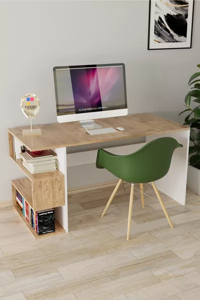 Leo Schreibtisch mit Bücherregal, Atlantik-Kiefer