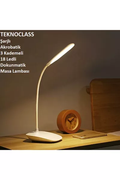 Настольная лампа аккумуляторная акробатическая с 3 уровнями яркости,  светодиодами, сенсорная, для учебы и работы за компьютером, белый свет