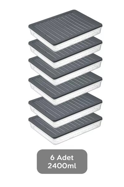 6er Aufbewahrungsbehälter, mikrowellengeeigneter Vorratsbehälter Anthrazit 6 x  ml