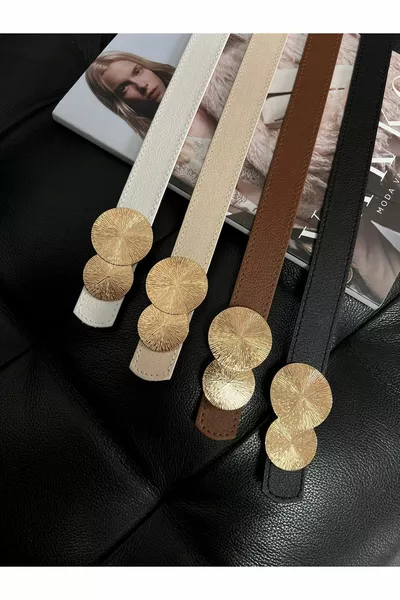 4er Vorteilspaket Produkt Runder Goldschnalle Damen Gürtel, Hosen Gürtel, Jacken Gürtel, Kleid Gürtel