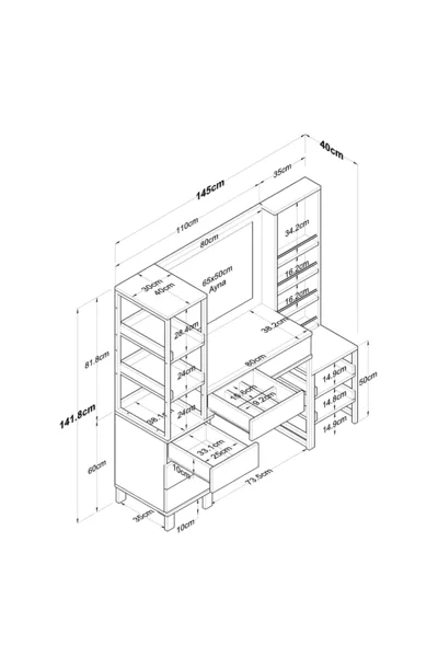Rani Tavolo da Trucco con Specchio Illuminato in Stile Hollywood, 5 Cassetti e Ripiani Aperti, Organizer per Gioielli Bianco