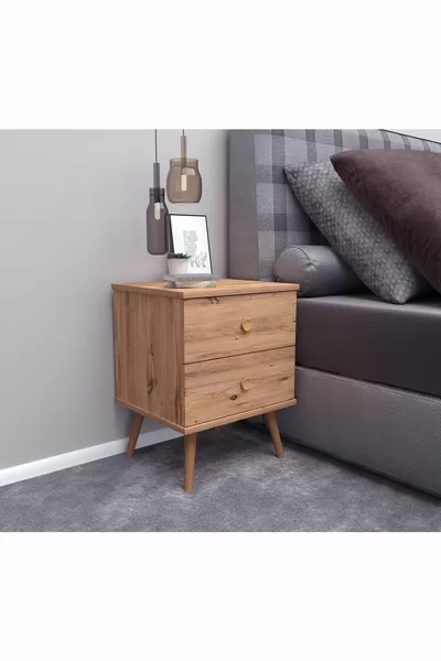 خزانة جانبية ميلاس خشبية بأرجل مصنوعة من خشب الصنوبر الأطلسي