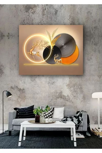 Декоративна картина на платно с златни елени