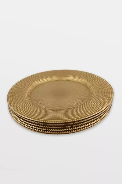 Glass Charger Plate Set Gold, Set of 6