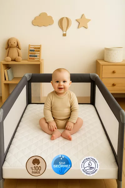 Copertura per lettino impermeabile imbottita in cotone % - Proteggi materasso per neonati e bambini, coprimaterasso per lettini e parco giochi