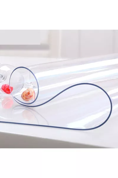 Ceren Transparent 1.4mm Non-Slip Tablecloth Protector in All Sizes, Transparent PVC