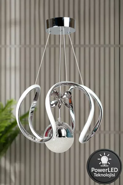 Clasy Modell Chrombeschichtetes Metall Wohnzimmer Küche Esszimmer Schlafzimmer Modern LED Hängeleuchte Weißes Licht