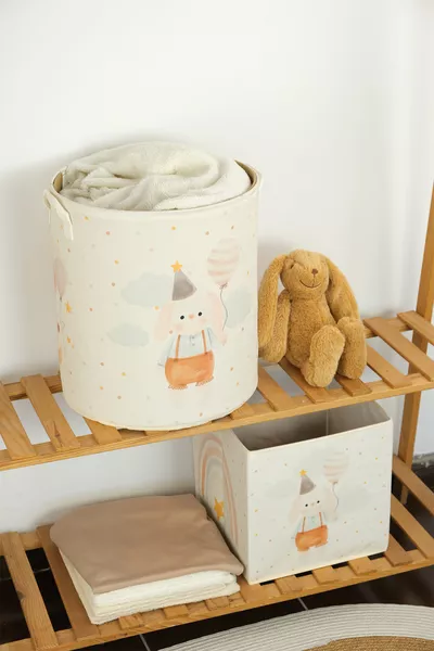 Многофункционална кутия за играчки с форма на заек и кош за пране без мрежа
