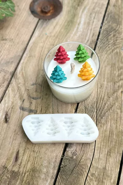 3D Kiefer Mini Vierer-Kerzenform (Silikon) (1 Stück)