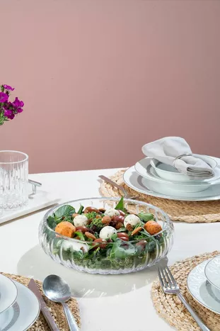 Selen Concept Handgemaakt Groot Glazen Saladeschaal