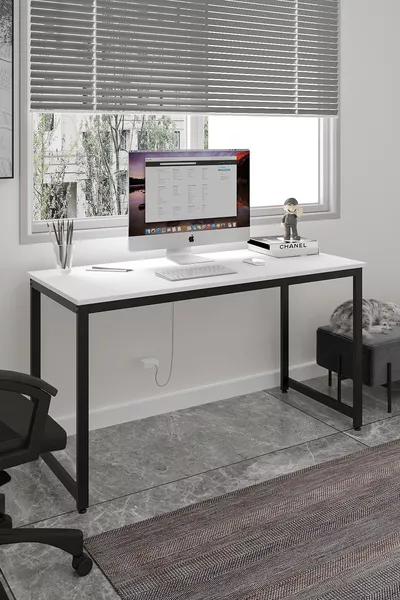 Бял/Черен  Работен плот, Компютърен плот, Офис бюро, Трапезна маса