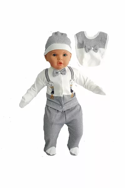 Luxury 5-Piece Baby Boy Hospital Outfit Set with Bow Tie and Bear Detail