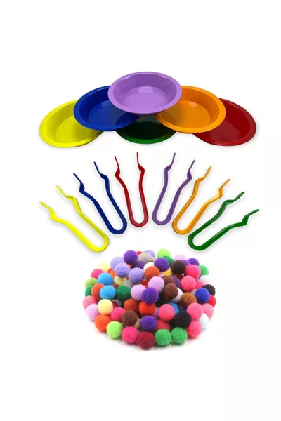 Ensemble de transfert (6 bols, 6 pinces) Nombre Pompons colorés Coordination de la couleur