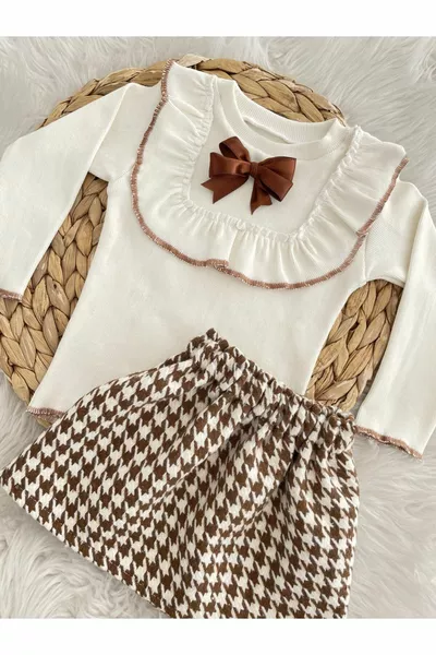 Mädchen-Set aus Body und Rock mit Vichy-Karo und Schleife