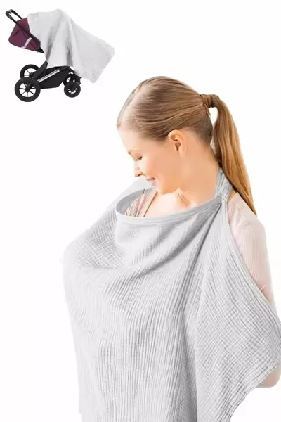 % Cotton Organic 2-Layer Muslin Nursing Bib with Boning –  cm, Breathable, Bib