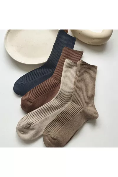 4 أزواج جوارب نسائية ملونة ومريحة بدون رباط مطاطي