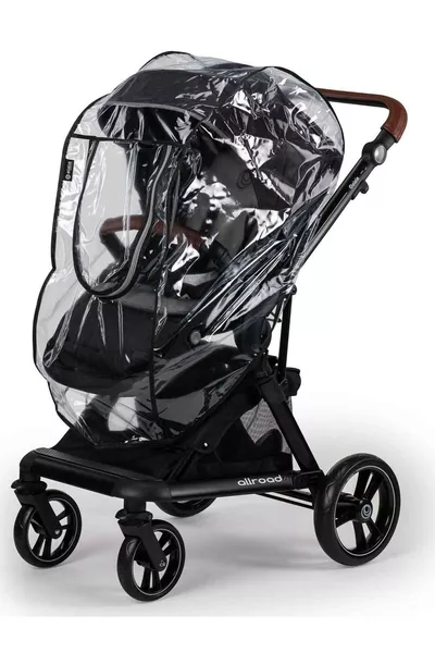 Luxus-Regenverdeck für Kinderwagen mit Reißverschluss Schwarz /