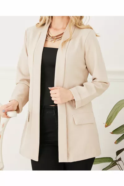 Women's Beige Overcoat Jacket