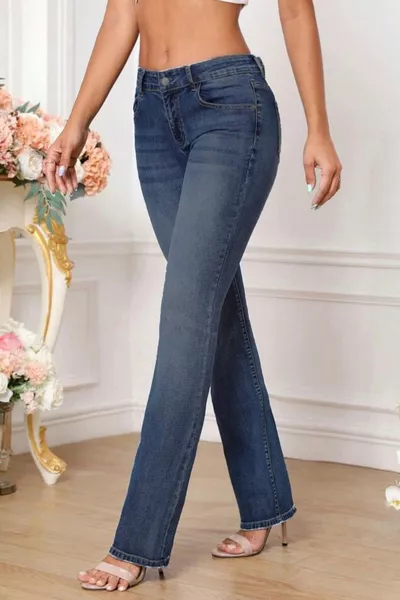 Women's Straight Leg High Waist Regular Fit Stretch Pants